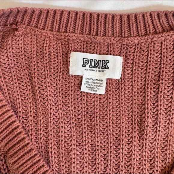 PINK Victoria's Secret Women's V-Neck Sweater - Dusty Rose - Picture 3 of 3
